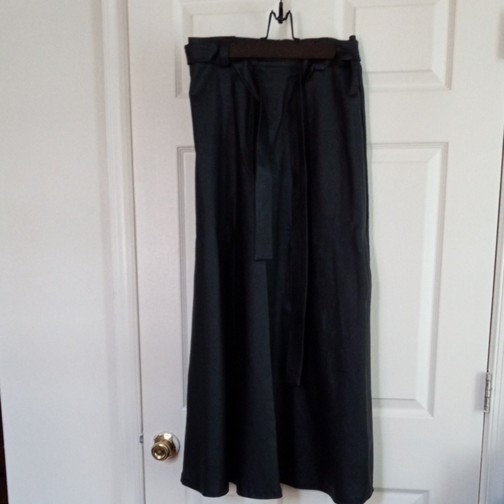 SHEIN Black Wrap Maxi Skirt Tie Front